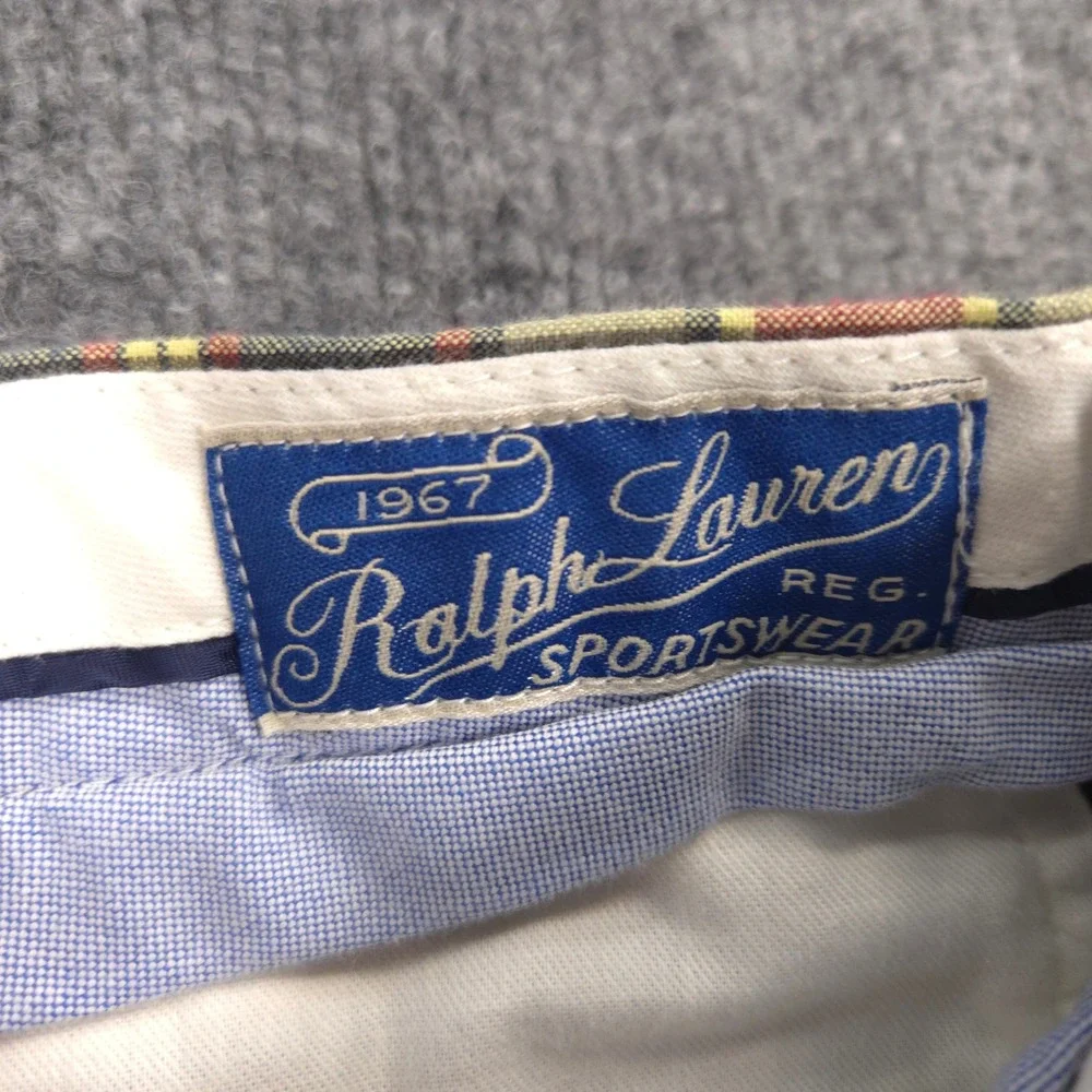 Polo Ralph Lauren Shorts Mens 40 Madras Plaid Chino Preppy Casual 10